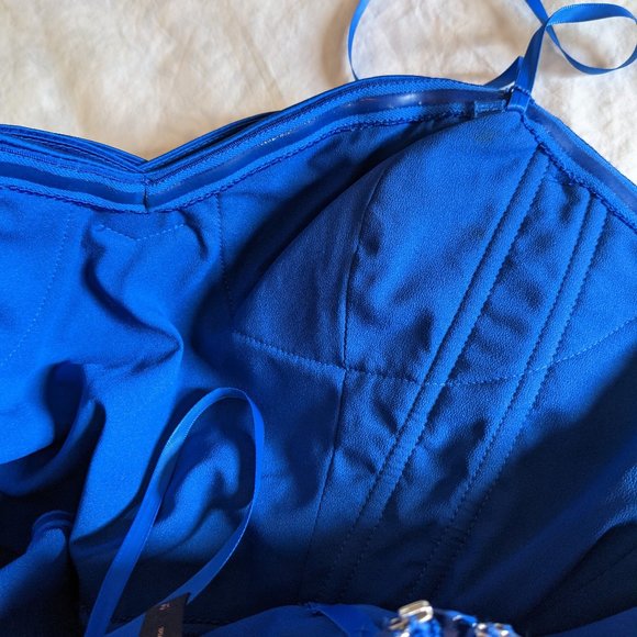 🔥 Blue BCBG Cocktail Dress. Royal Blue Strapless Tiered Dress🔥 - Picture 5 of 10